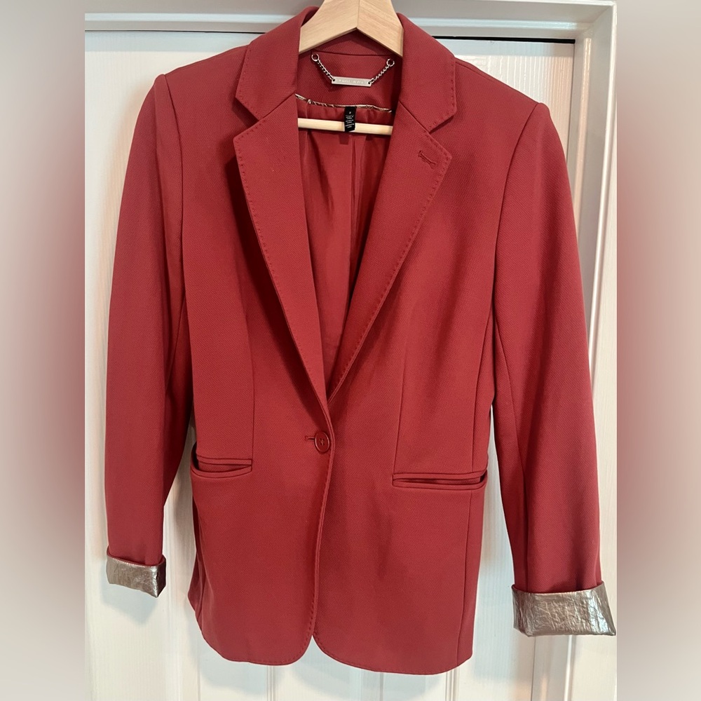 WHBM Rust Blazer with Bronze Metallic Cuffs Sz 2